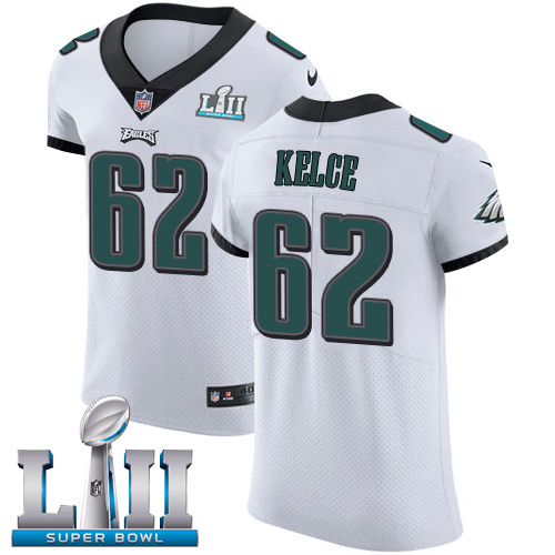 Nike Eagles #62 Jason Kelce White Super Bowl LII Men's Stitched NFL Vapor Untouchable Elite Jersey